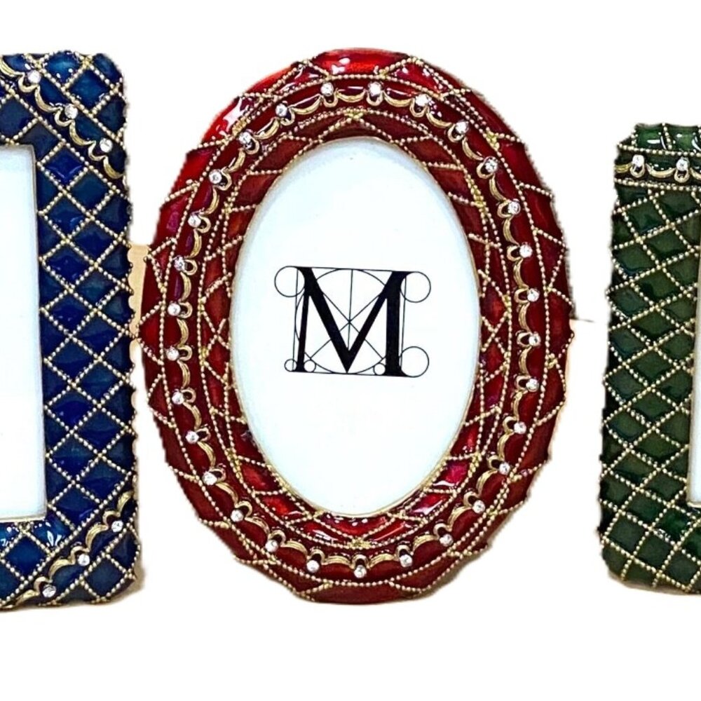 Metropolitan Museum of Art 3 Mini Photo Frames In Box Jeweled Enamel Lattice MMA - Picture 3 of 14